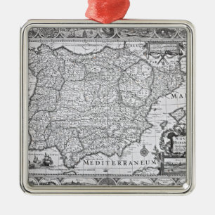 Map of Spain Metal Ornament