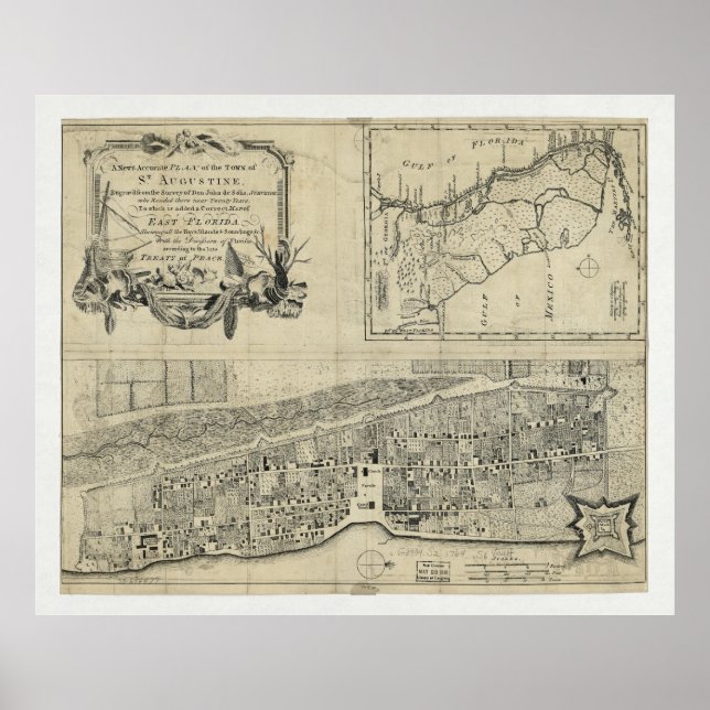 Map of St. Augustine Florida (1764) Poster (Front)
