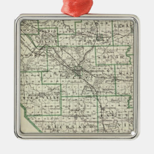 Map of St Clair County, Lebanon and Carlyle Metal Ornament
