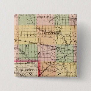 Map of St Clair County, Michigan 2 Inch Square Button