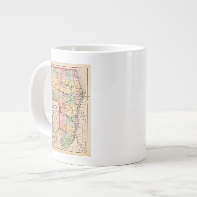 Map of St Clair County, Michigan Large Coffee Mug (Front Left)
