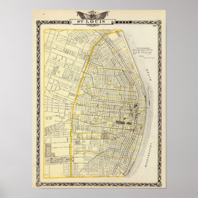 Map of St Louis City Poster (Front)