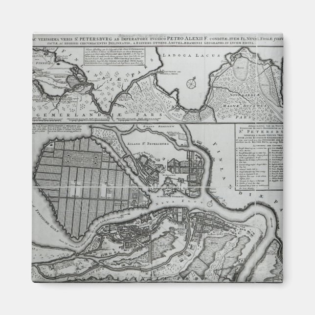 Map of St.Petersburg, c.1750 Magnet (Front)
