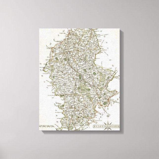 MAP OF STAFFORDSHIRE, 1793 CANVAS PRINT (Front)
