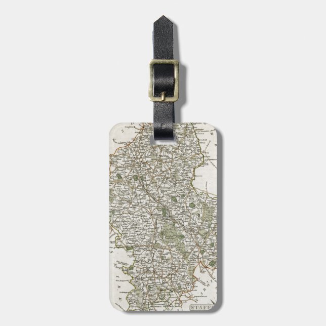 MAP OF STAFFORDSHIRE, 1793 LUGGAGE TAG (Front Vertical)