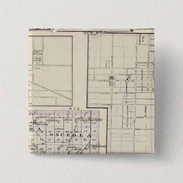 Map of Stark and west part of Marshall counties 2 Inch Square Button (Front)