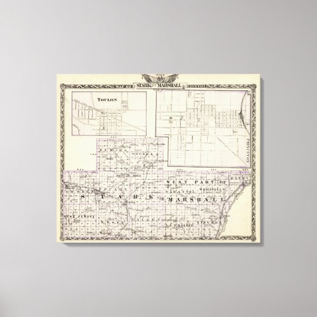 Map of Stark and west part of Marshall counties Canvas Print (Front)