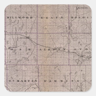 Map of Stearns County, Minnesota Square Sticker