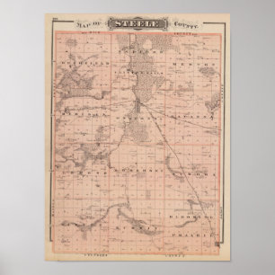 Map of Steele County, Minnesota Poster