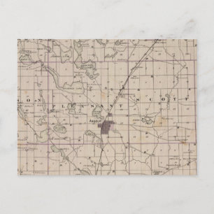 Map of Steuben County Indiana Postcard
