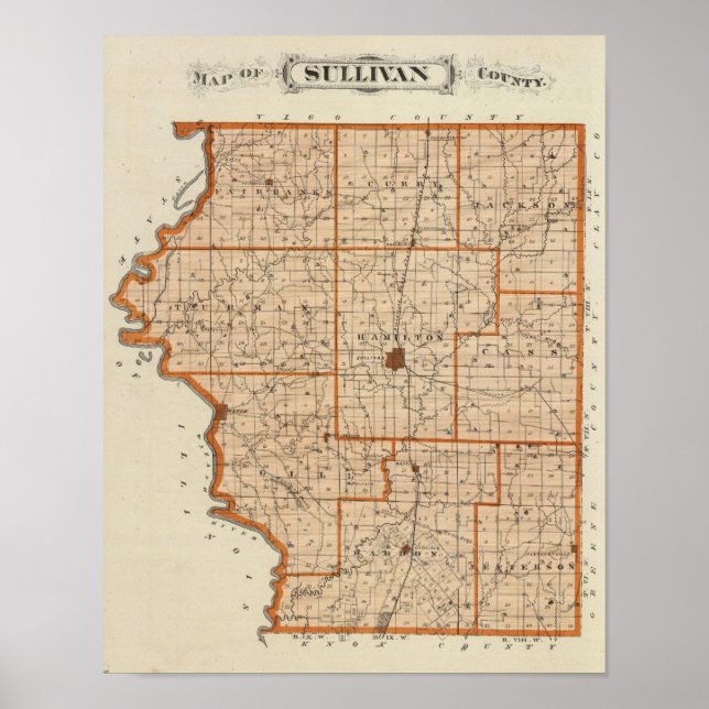 Map of Sullivan County Poster (Front)