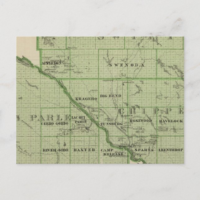 Map of Swift, Minnesota Postcard (Front)