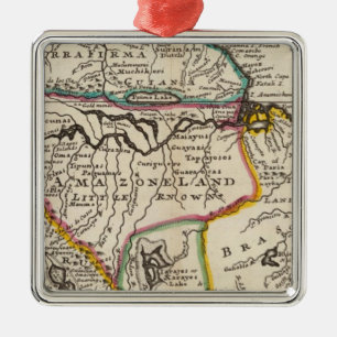 Map of Terra Firma, Peru, Amazone Land, Brasil Metal Ornament