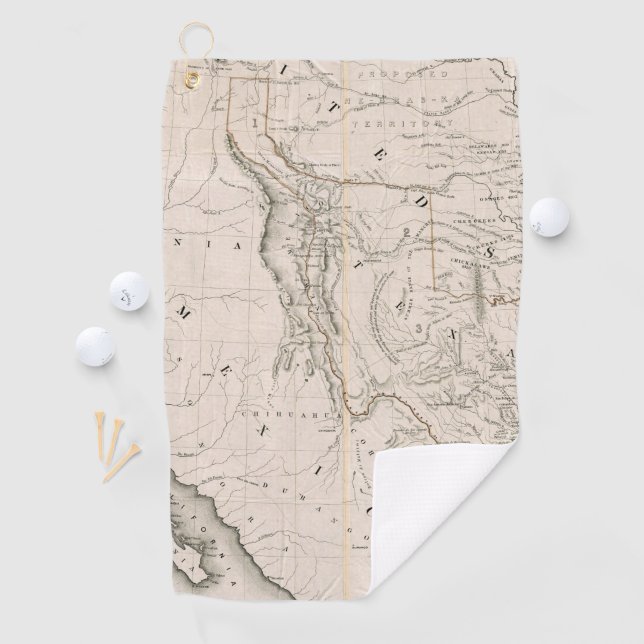 Map Of Texas And The Countries Adjacent Golf Towel (InSitu)