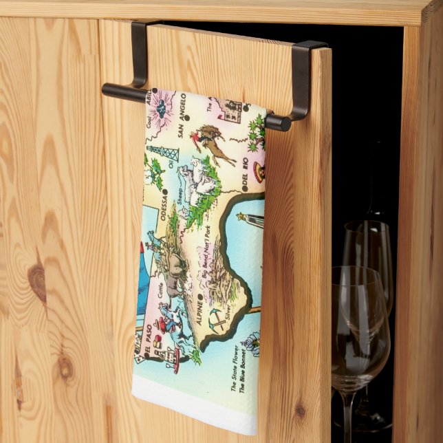 Map of  Texas Greeting  Kitchen Towel (Thirds Fold)