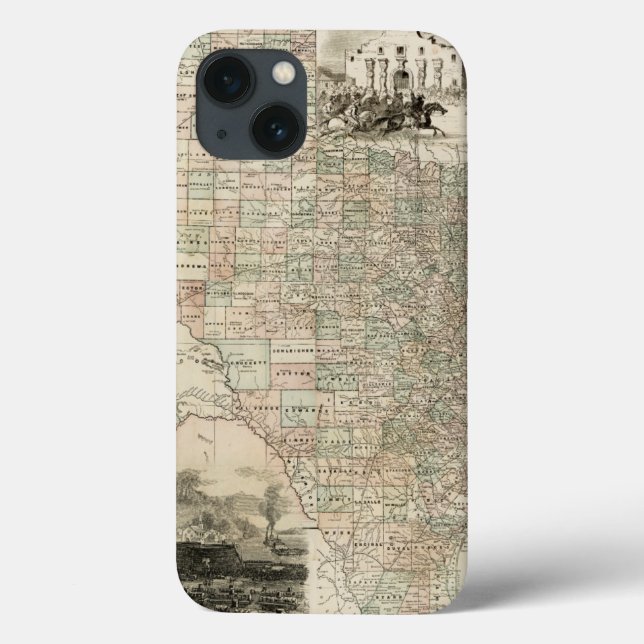 Map of Texas with County Borders Case-Mate iPhone Case (Back)