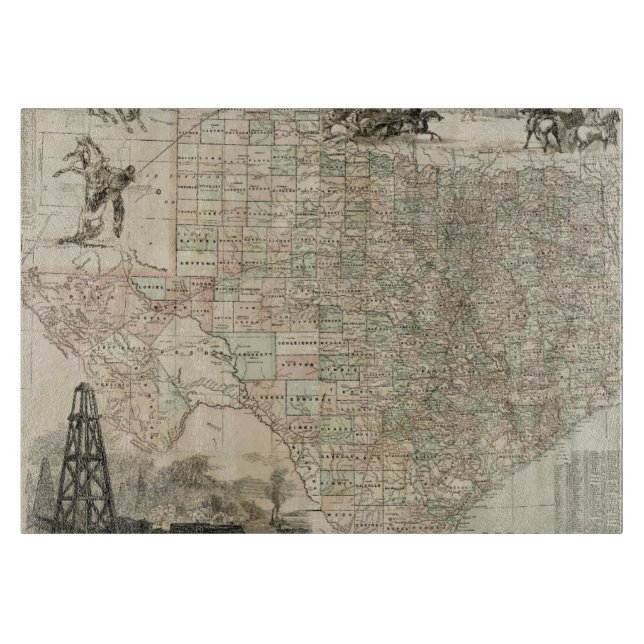Map of Texas with County Borders Cutting Board (Front)
