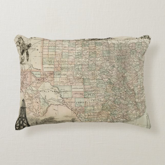 Map of Texas with County Borders Decorative Pillow (Front)