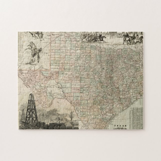 Map of Texas with County Borders Jigsaw Puzzle (Horizontal)