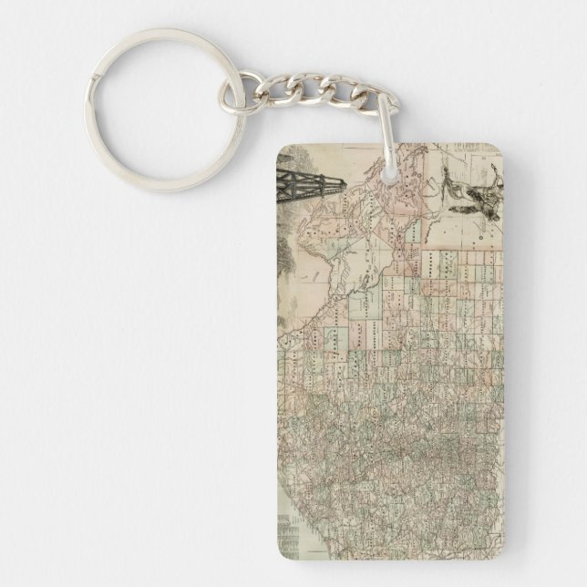 Map of Texas with County Borders Keychain (Front)