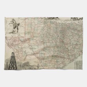 Map of Texas with County Borders Kitchen Towel