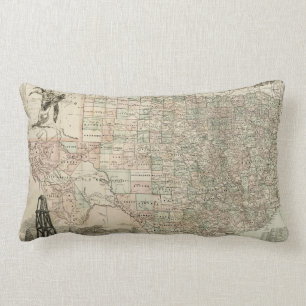 Map of Texas with County Borders Lumbar Pillow