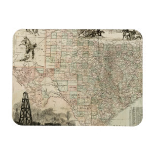 Map of Texas with County Borders Magnet