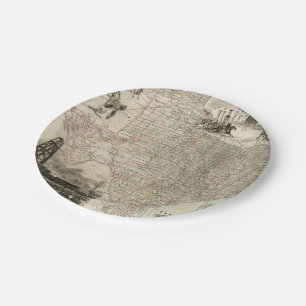 Map of Texas with County Borders Paper Plate