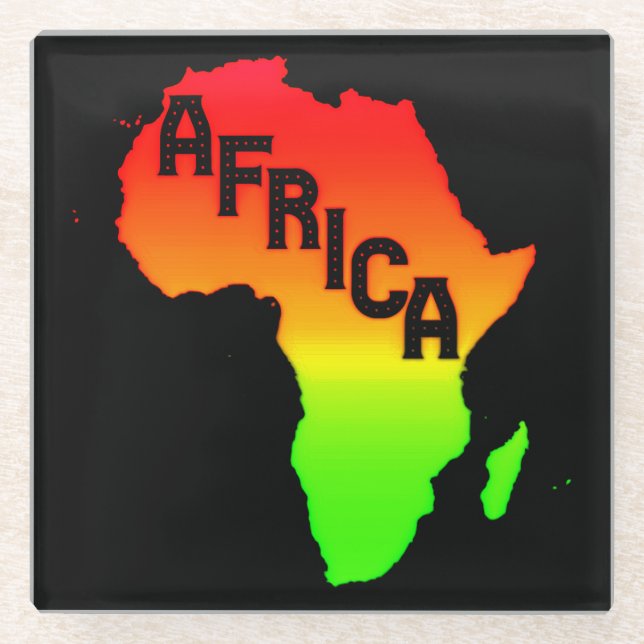 Map of the African Continent   Glass Coaster (Front)