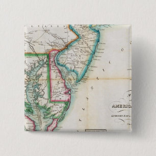 Map of the American Coast 2 Inch Square Button