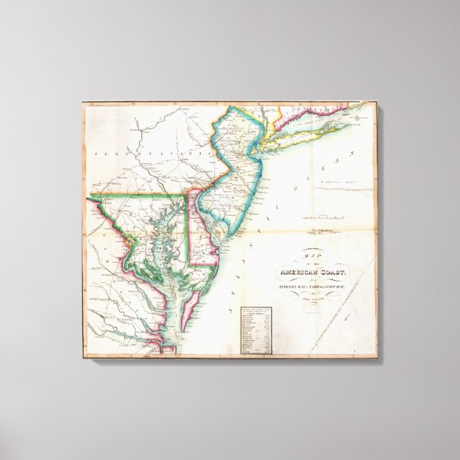 Map of the American Coast Canvas Print (Front)