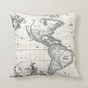 Map of The Americas 1669 Pillow