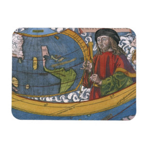 Map of the Americas with Explorer Amerigo Vespucci Magnet