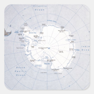 Map of the Antarctic Region (1982) Square Sticker