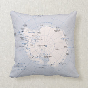 Map of the Antarctic Region (1982) Throw Pillow