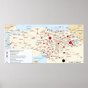 Map of the Armenian Genocide in 1915 Poster