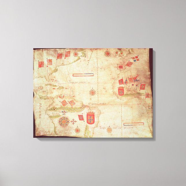 Map of the Atlantic Ocean, c.1550 Canvas Print (Front)