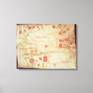 Map of the Atlantic Ocean, c.1550 Canvas Print