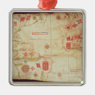 Map of the Atlantic Ocean, c.1550 Metal Ornament