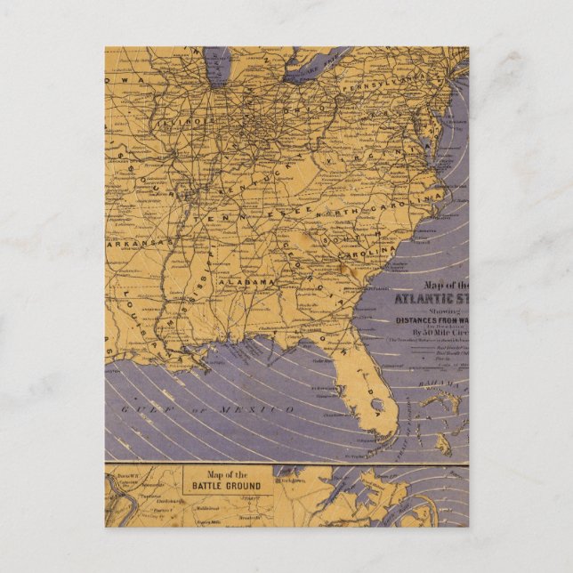 Map of the Atlantic States Postcard (Front)