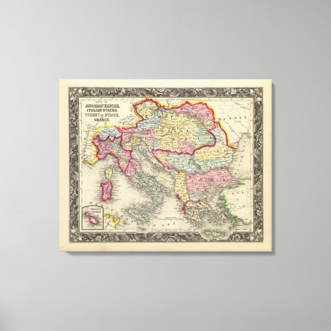 Map Of The Austrian Empire Canvas Print (Front)
