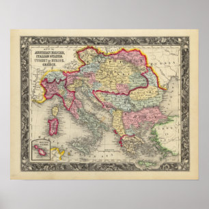 Map Of The Austrian Empire Poster