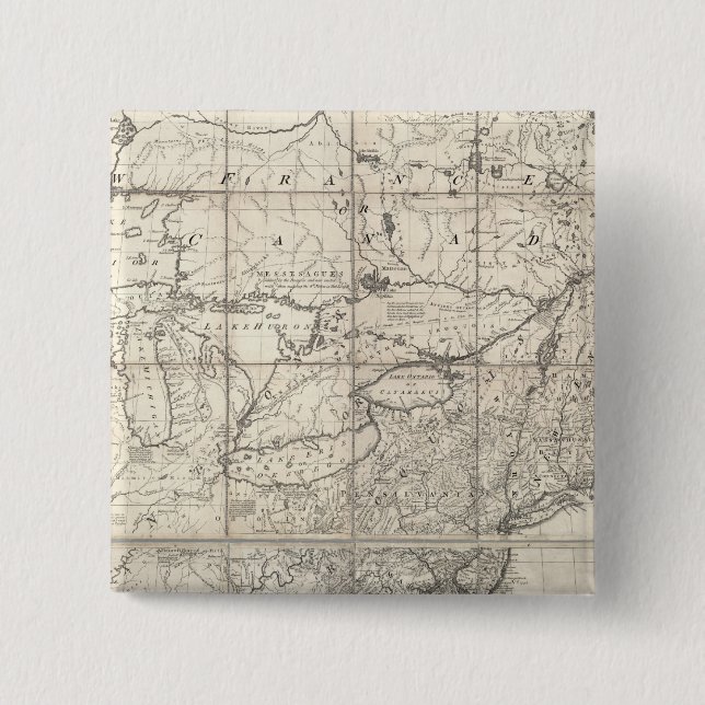 Map of the British and French Dominions 2 Inch Square Button (Front)