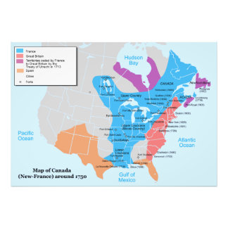 Map of the Canada New France from 1750 Photo Print
