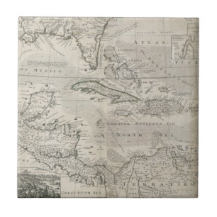 Map of the Caribbean 1715 Tile