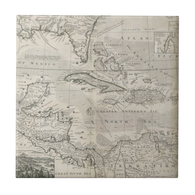 Map of the Caribbean | 1715 Tile (Front)