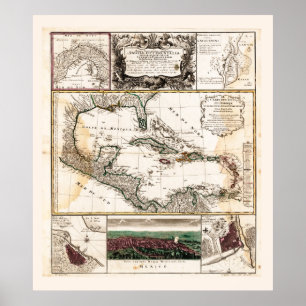 Map of the Caribbean (1781) Poster