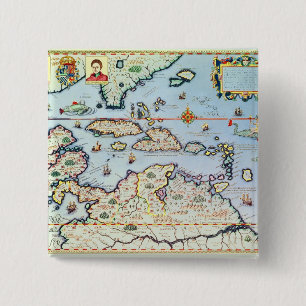 Map of the Caribbean islands 2 Inch Square Button