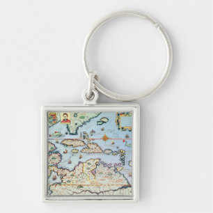 Map of the Caribbean islands Keychain