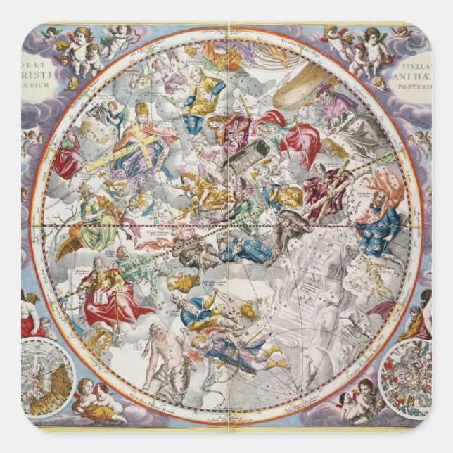 Map of the Christian Constellations as depicted Square Sticker (Front)